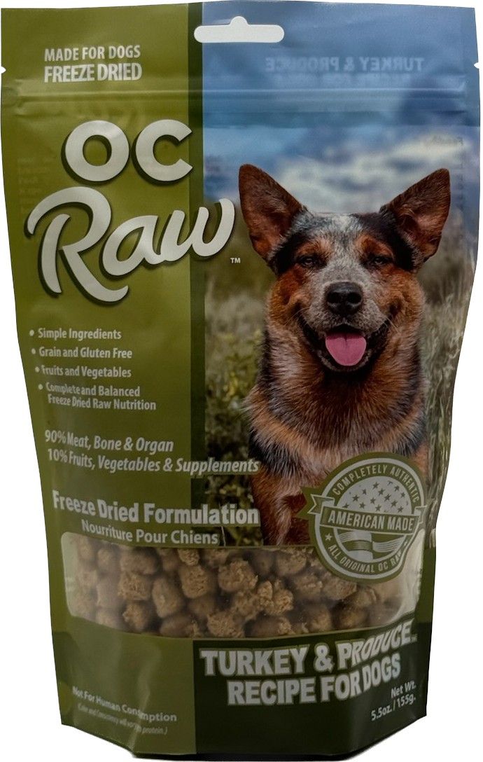 OC RAW FD TURKEY &amp; PRODUCE ~ 5.5 OZ FREEZE DRIED MEATY ROX
