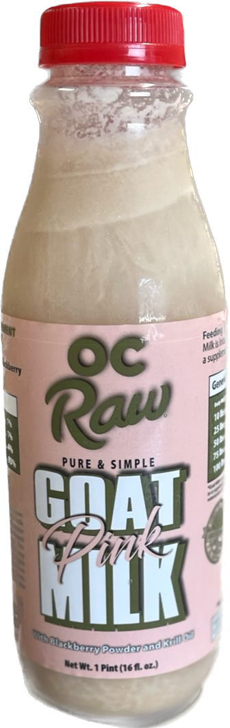 OC RAW FRZN PURE AND SIMPLE PINK GOAT MILK ~ 16 FL.OZ. PINT