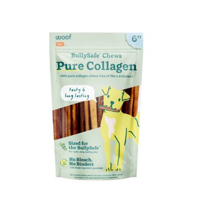 WOOF DOG CHEW BULLY SAFE COLLAGEN 6IN 5/PK