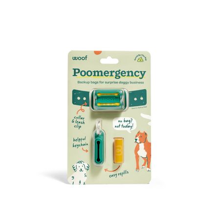 Woof Dog Waste Poomergency Poop Bag Green