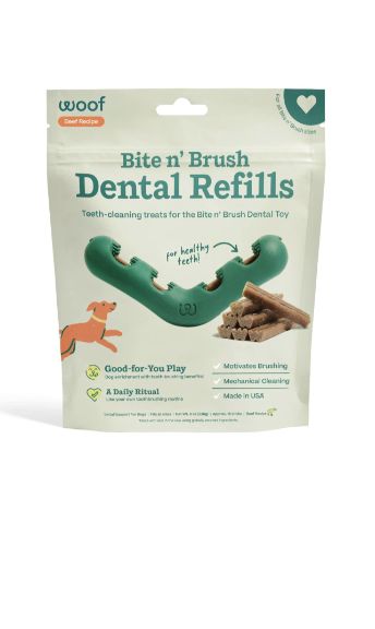 Woof Bite n' Brush Dental Refills Beef Dog Treats, 18 CT