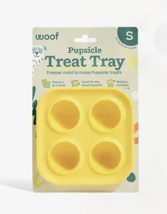 WOOF DOG TOY PUPSICLE TREAT TRAY YELLOW SMALL