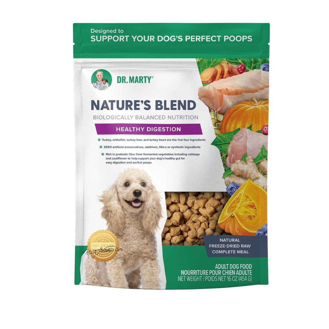 Dr Marty Nature's Blend Healthy Digestion Freeze Dried Dog Food, 16 Oz