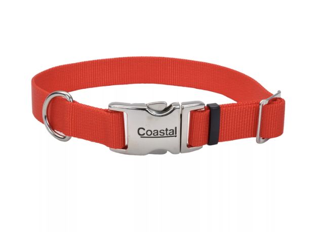 Coastal Adjustable Dog Collar with Metal Buckle Red LG