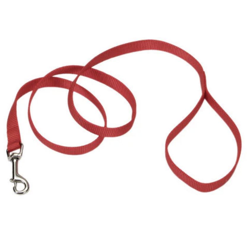 Coastal Single-Ply Nylon Dog Leash Red 5/8 in x 6 ft