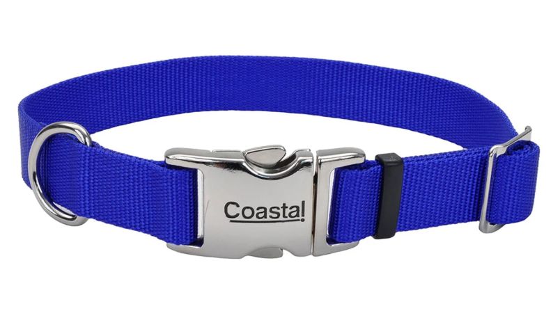Coastal Adjustable Dog Collar with Metal Buckle Blue SM