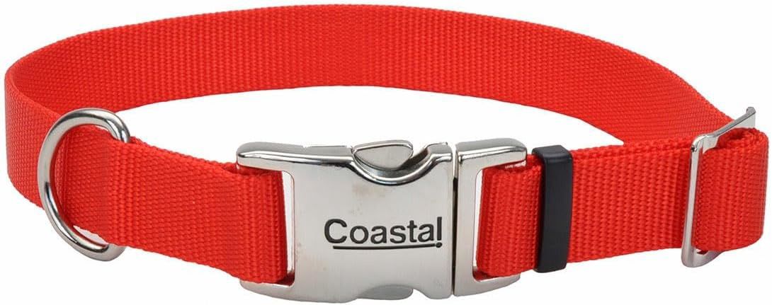 Coastal Pet Products  Adjustable Dog Collar, Red, Metal Buckle 3/4"