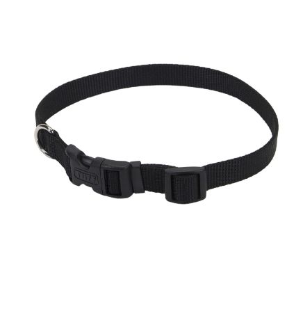 Coastal  Dog Collar Black Coastal Adjustable Nylon Plastic snap Black 1"