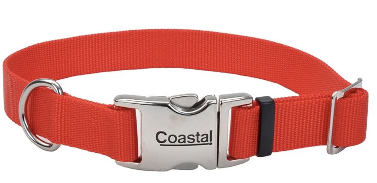 Coastal Adjustable Dog Collar with Metal Buckle Red SM