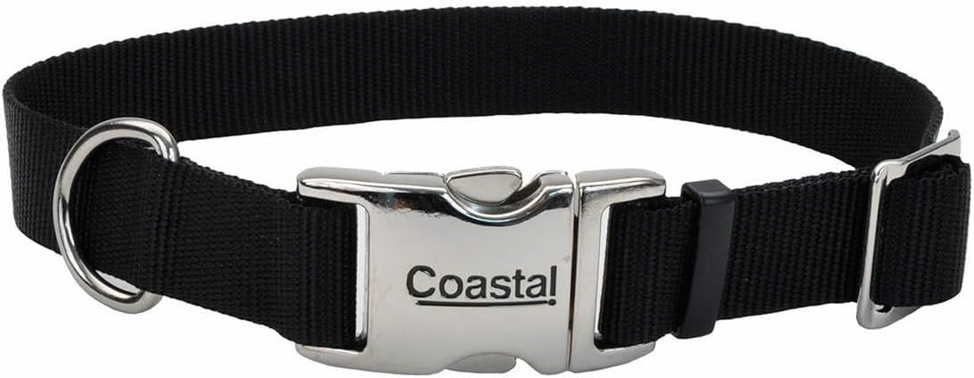 Coastal Pet Products Nylon Titan Adjustable Dog Collar with Metal, 1 Inch, Black