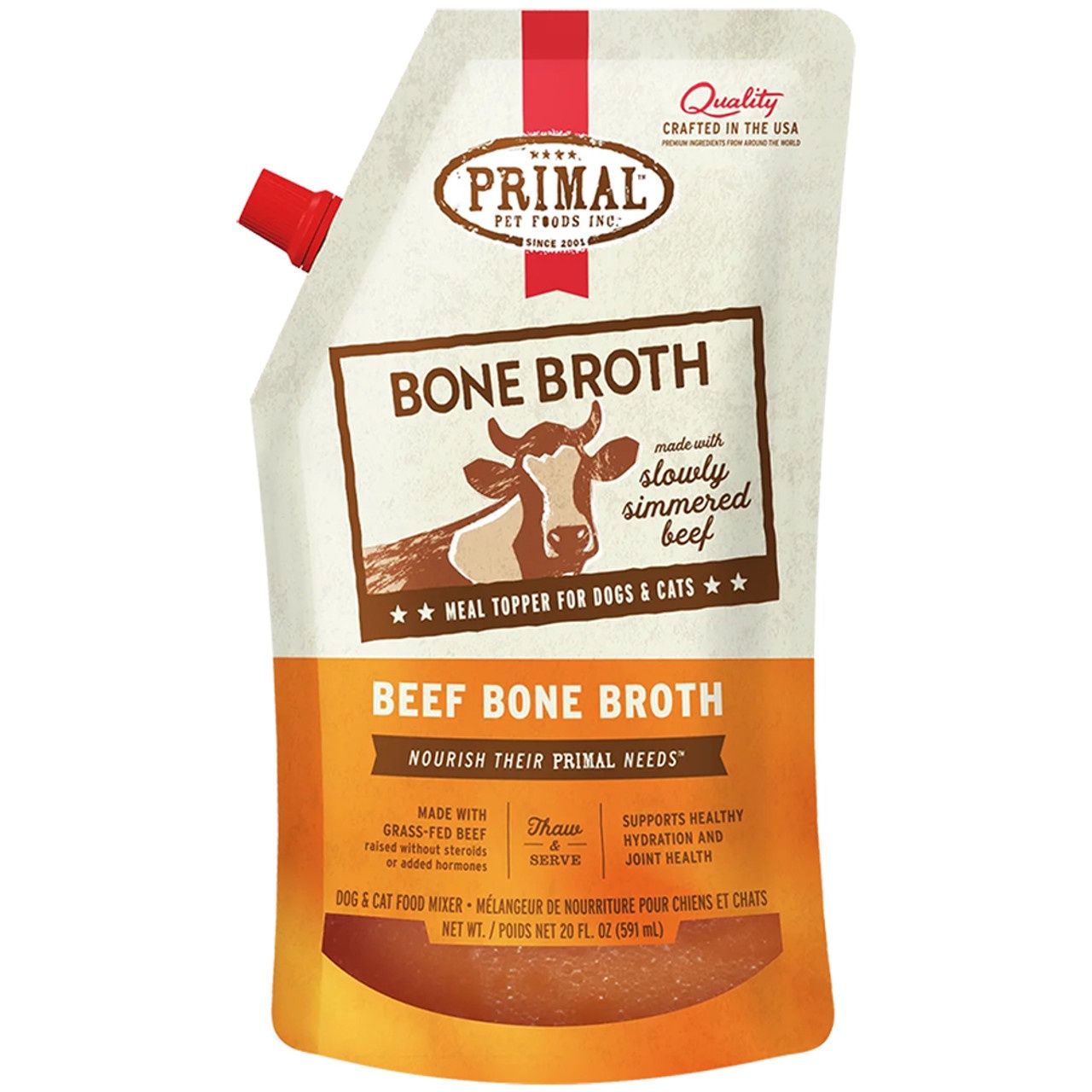 Primal Beef Bone Broth for Dogs &amp; Cats 20 OZ