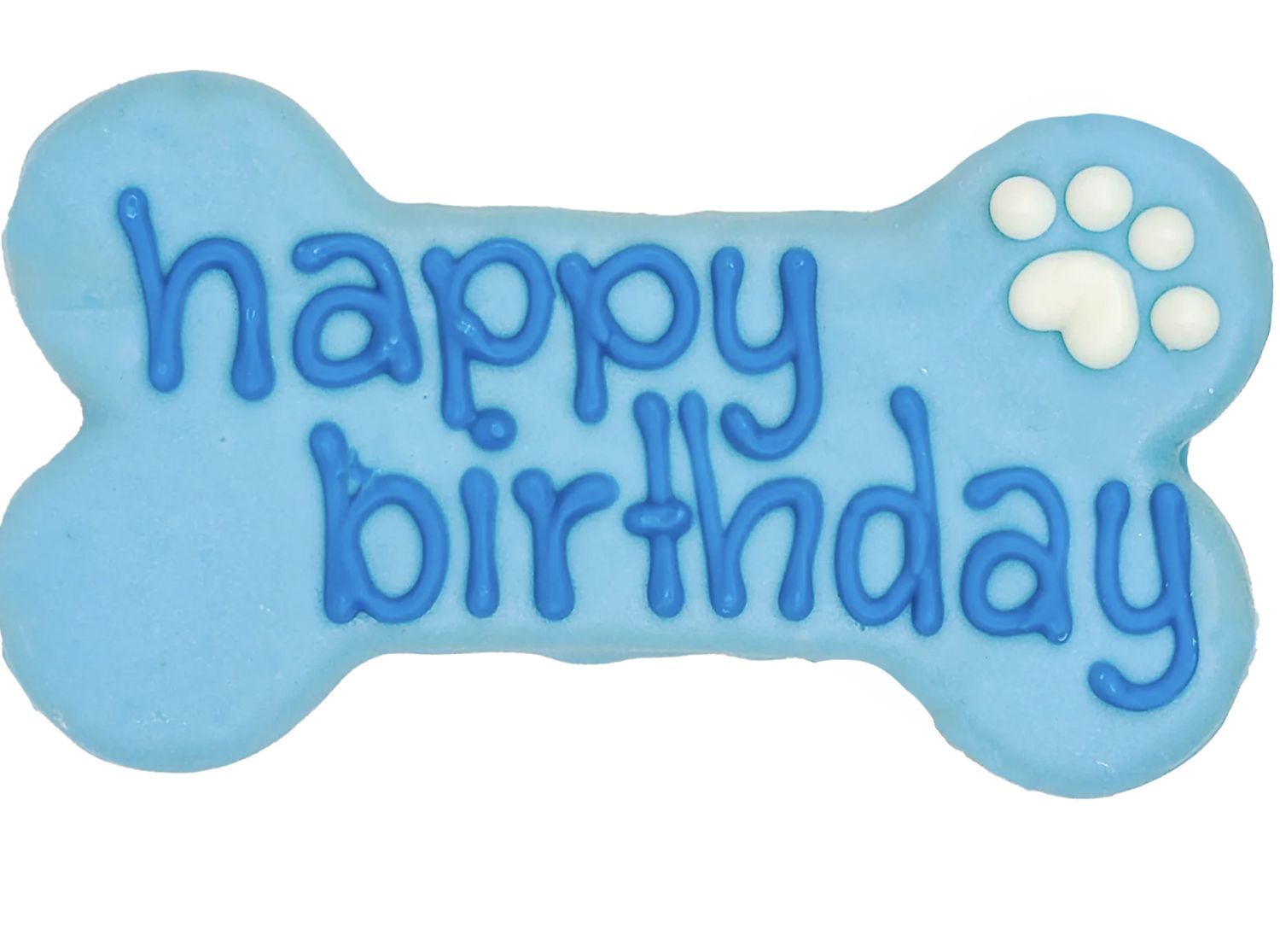 Blue Happy Birthday Bone Cookie