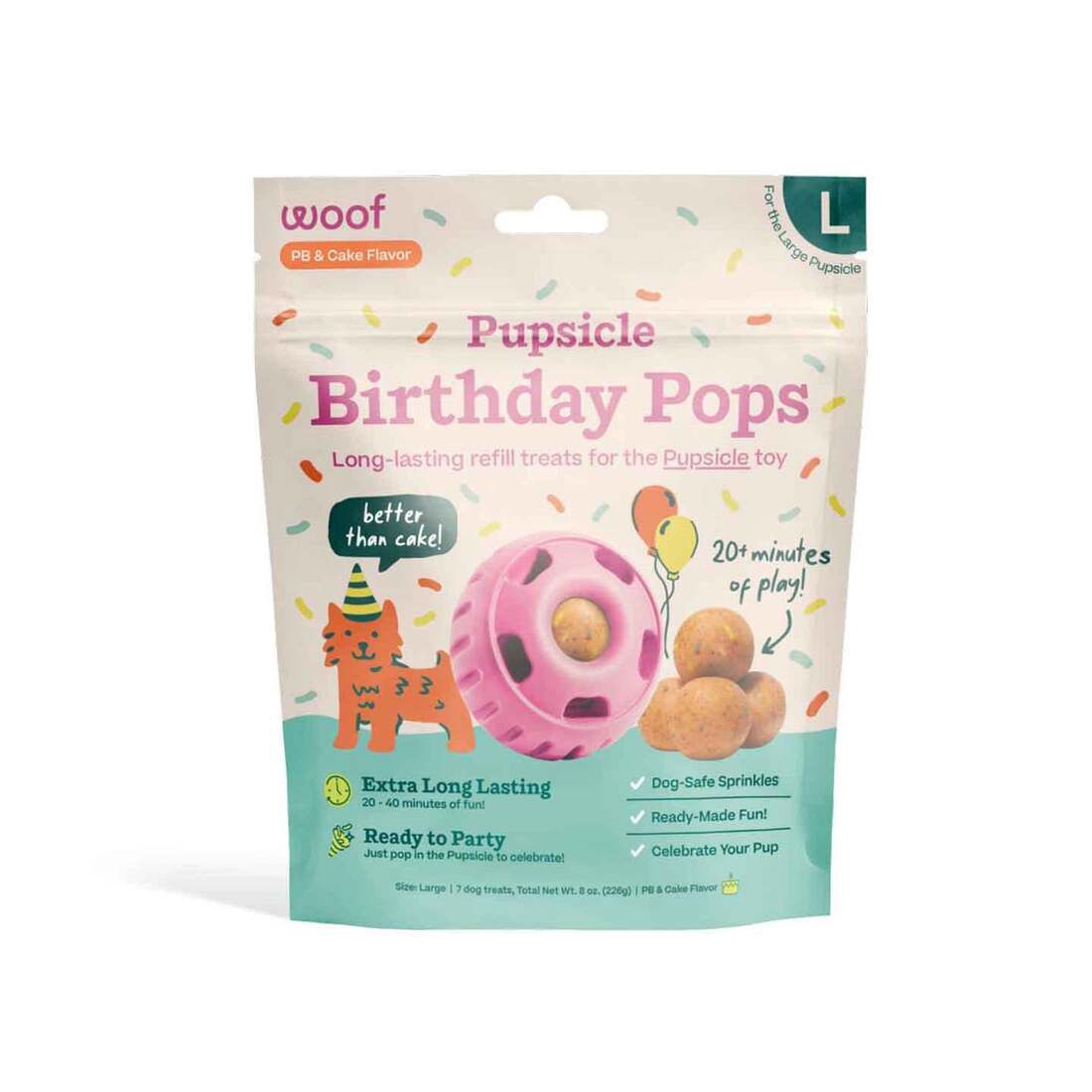 Woof Pupsicle Refill Pops Birthday Dog Treat, Large, 7 Count, 8 Ounces
