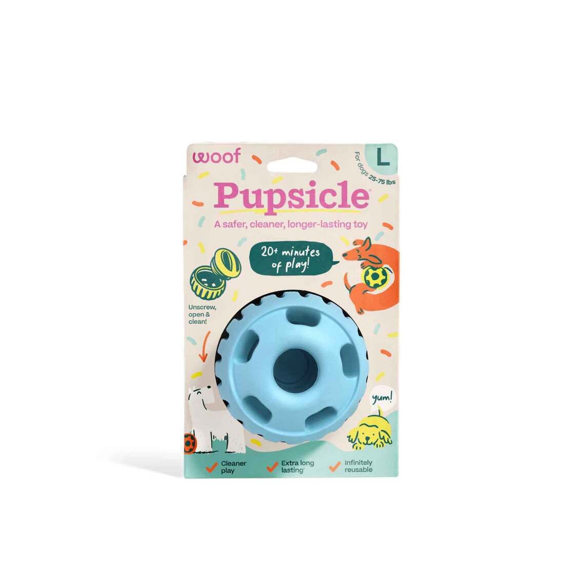 Woof The Pupsicle Treat Dispensing Dog Toy, Birthday Blue, Large