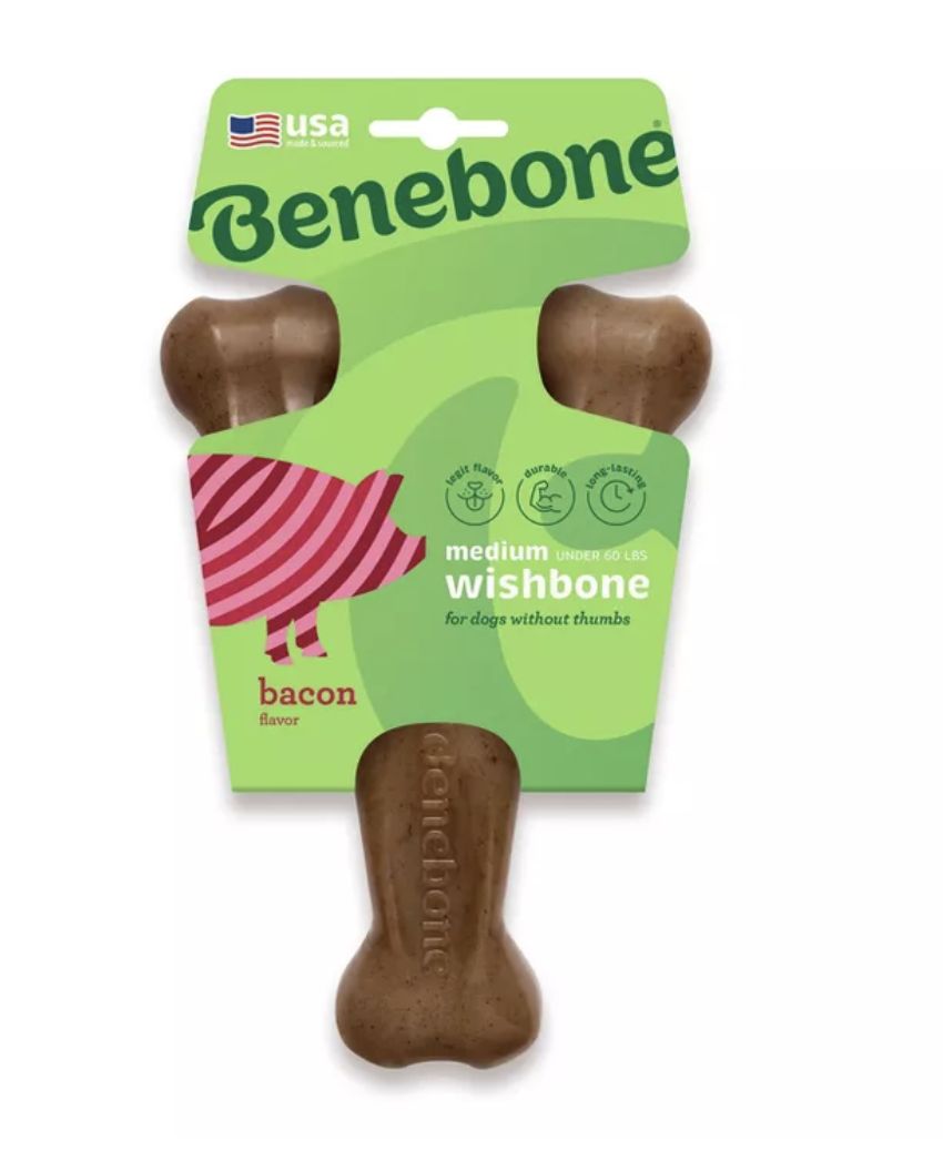 Benebone Wishbone Dog Chew Toy - Bacon - S