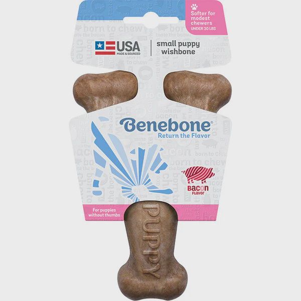 Benebone Puppy Wishbone Dog  Bacon Small