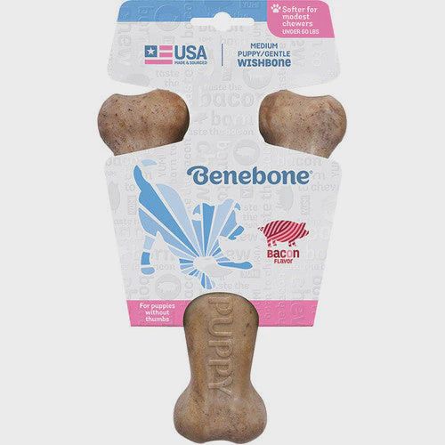 Benebone Dog Wishbone Chew Bacon Puppy Medium