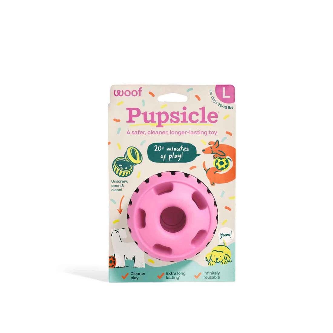 Woof Birthday Pupsicle Dog Toy, Large, Pink