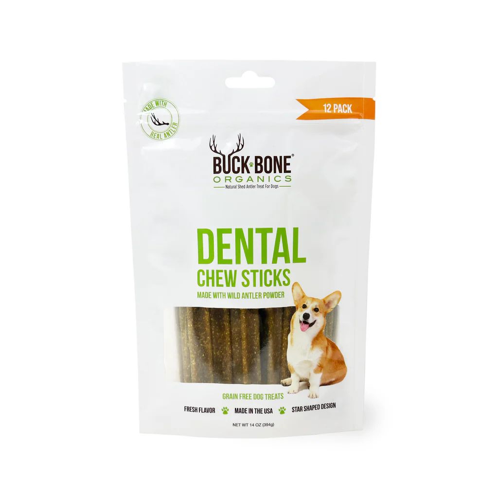 BUCK BONES GF ANTLER POWDER DENTAL CHEW 12 CT