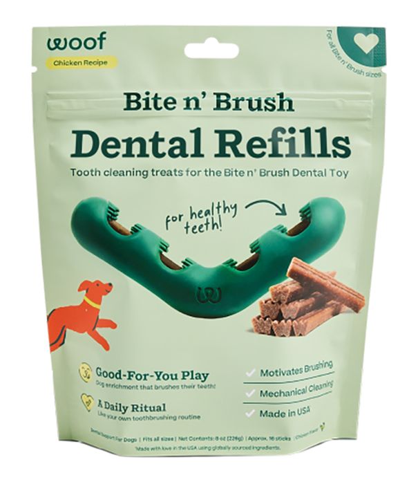 Woof Dog Bite N Brush Refill 18 Pack Chicken