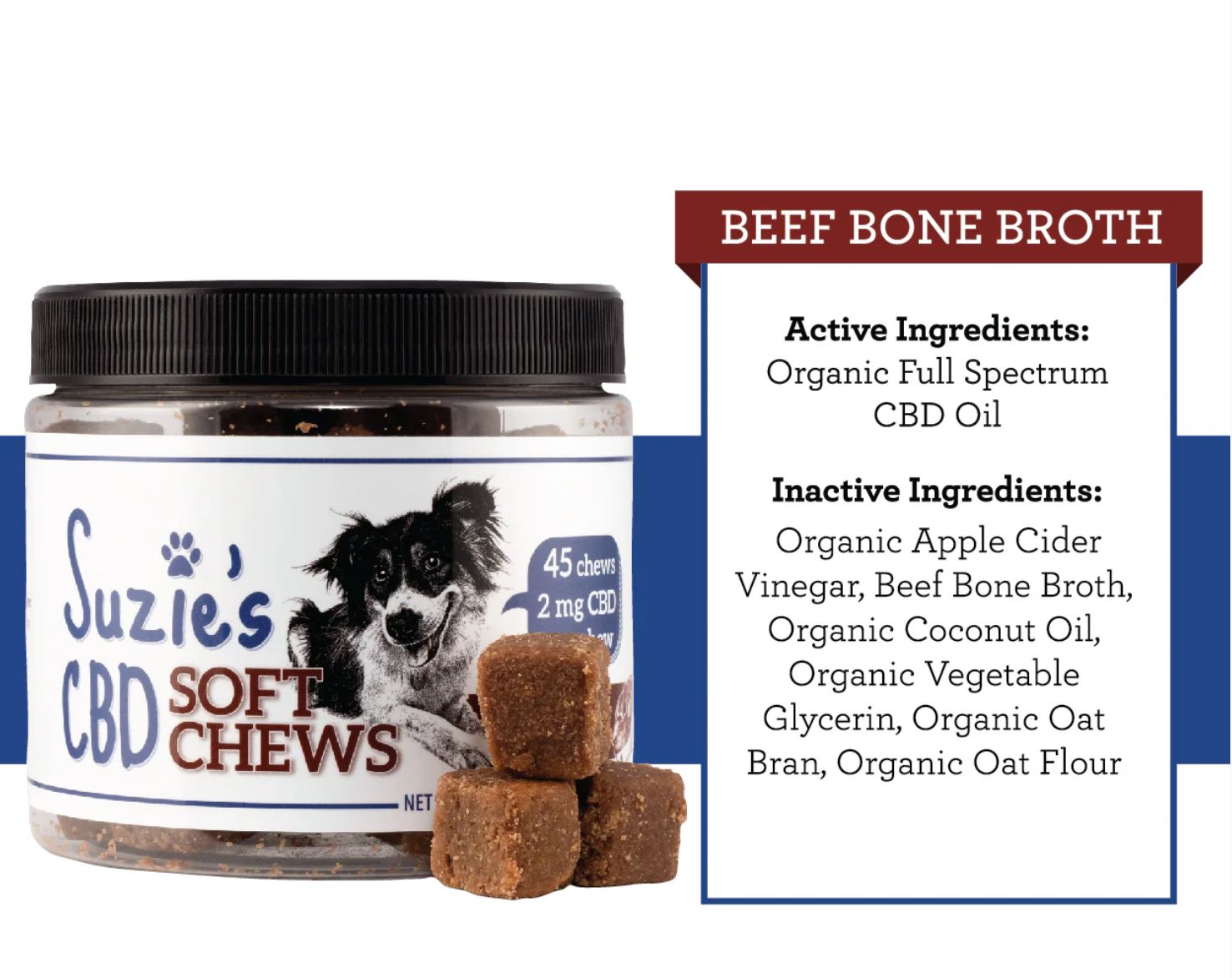 *Suzie's Soft Chews - Beef Bone Broth - 45 count - 7.5oz Jar