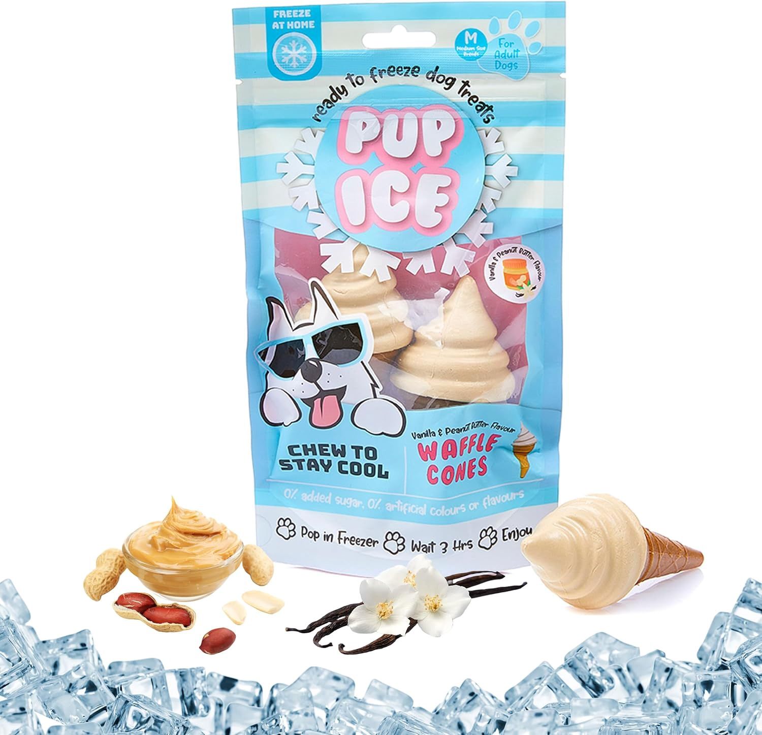 Pup Ice-Waffle Cone Vanilla and Peanut Flavor, 2pcs
