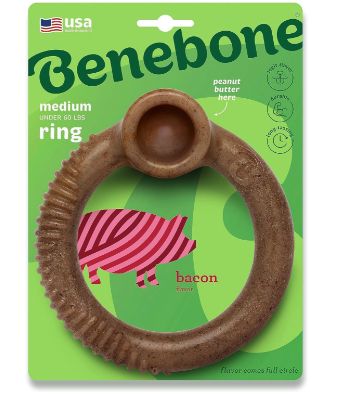 Benebone Ring Bacon Toy for Dogs, Medium