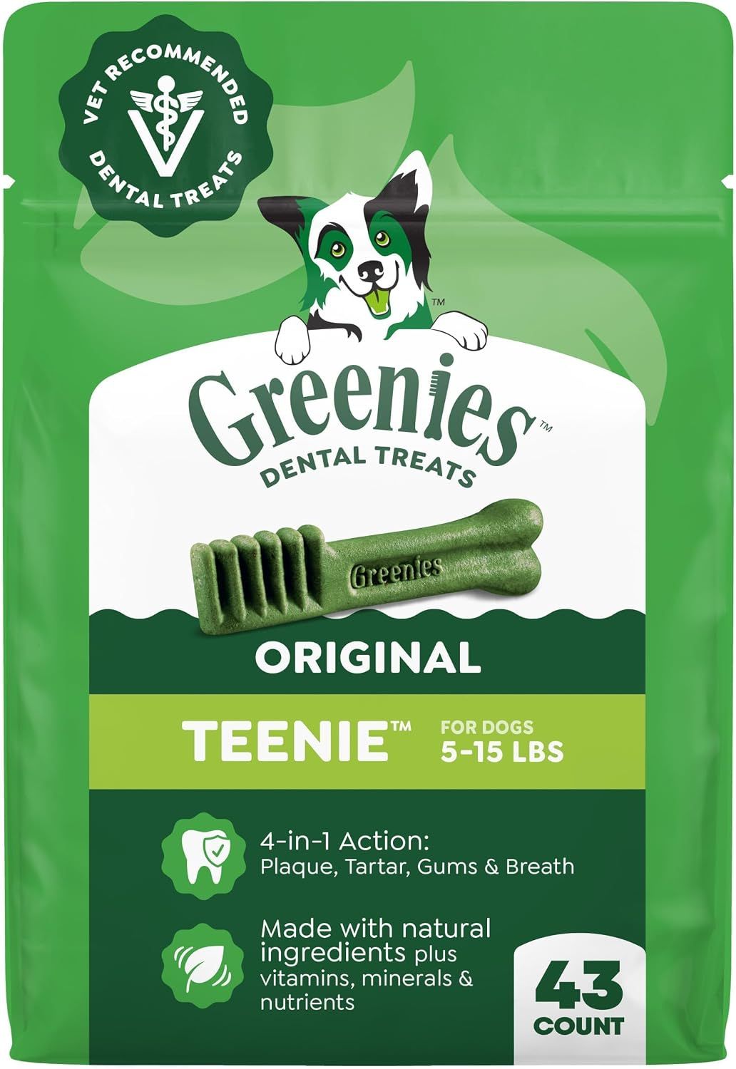 Greenies Teenie Original Natural Dental Dog Treats, Chicken, 43 Count