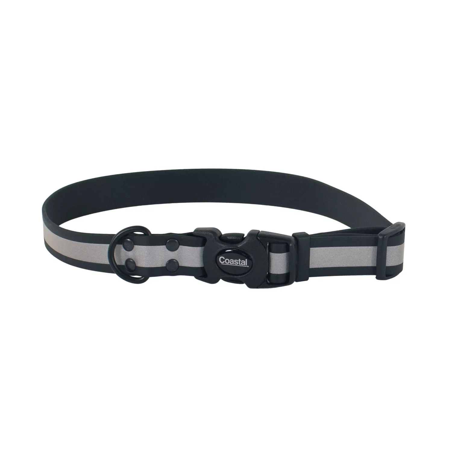 Water &amp; Woods BioThane Reflective Adjustable Dog Collar BLK Large