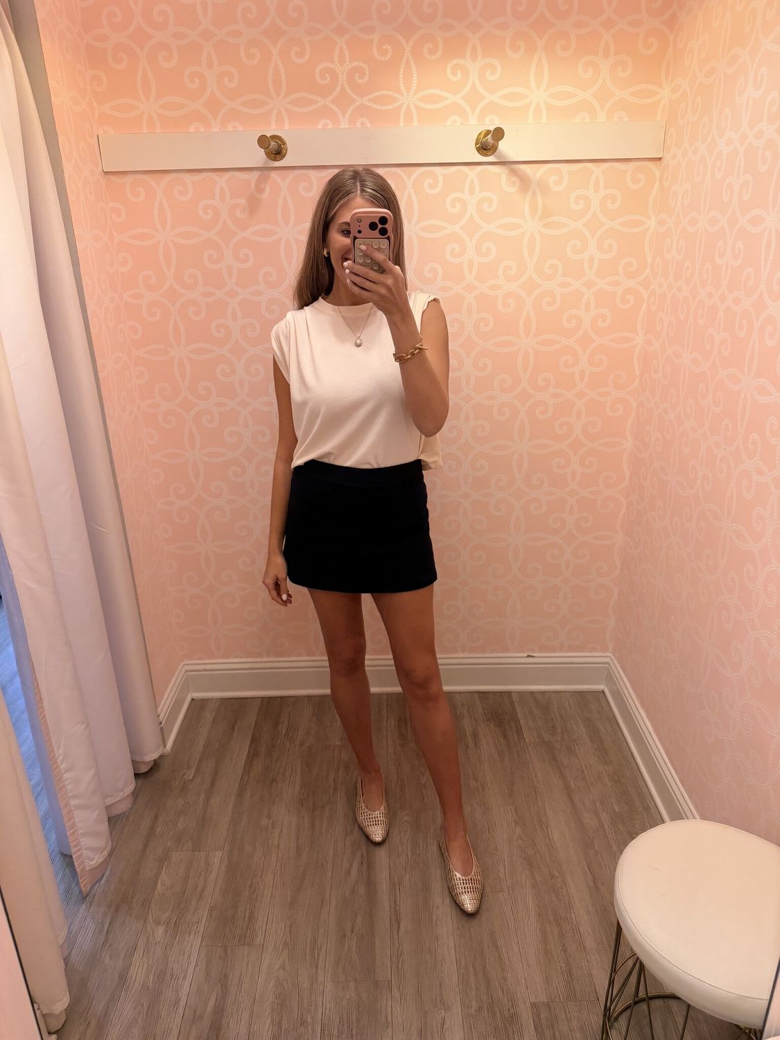 Statuesque Shirred Cream Tank