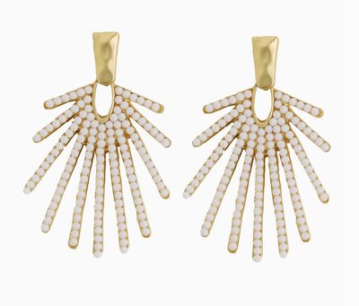 St. Armands White Sunburst Drop Earrings