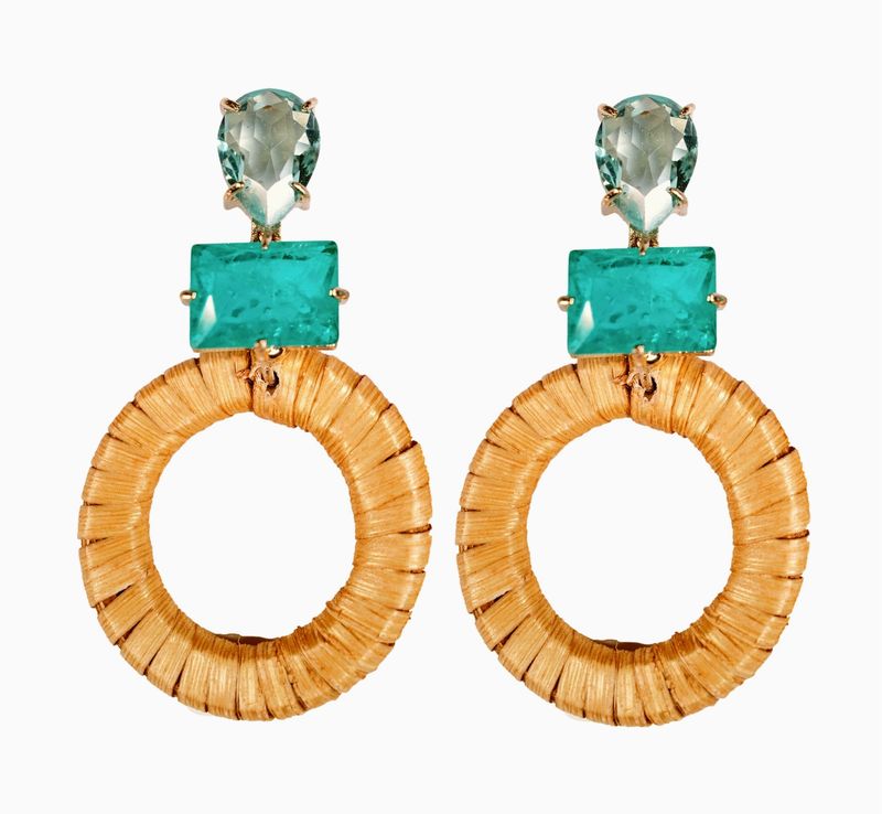 St. Armands Turquoise Rattan Circle Drop Earrings
