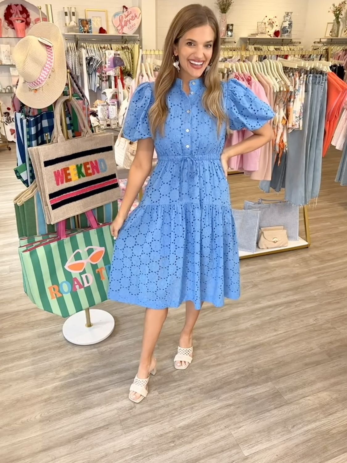 Cloud Nine Eyelet Embroidered Midi Dress