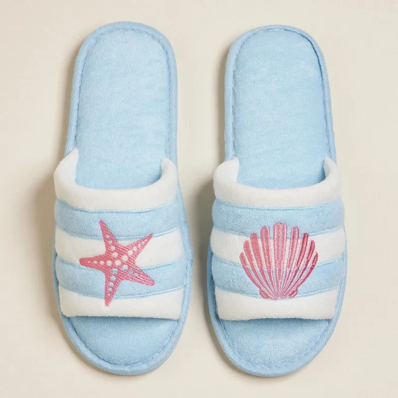 Sea Shell Starfish Terry Slippers