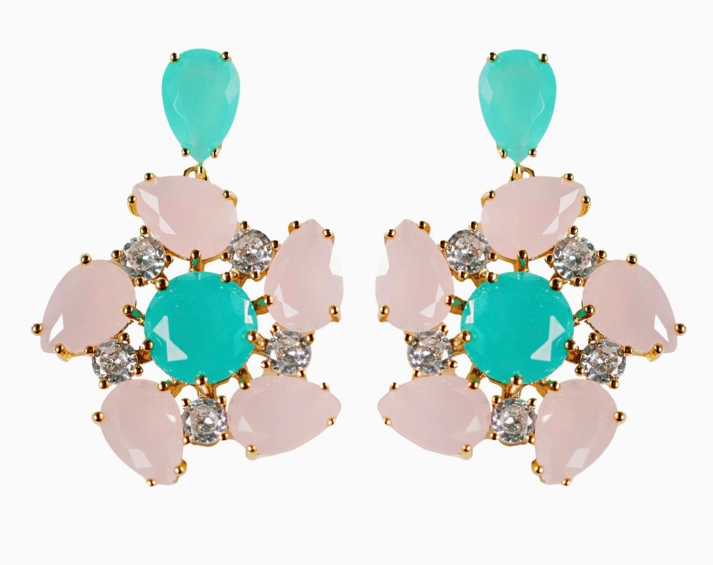St. Armands Pink and Turquoise Diamond Pinwheel Earrings
