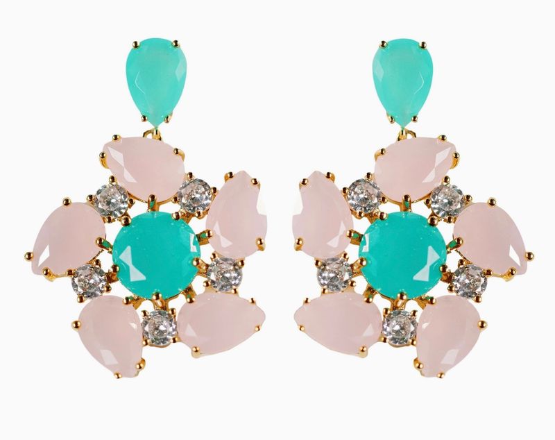 St. Armands Pink and Turquoise Diamond Pinwheel Earrings