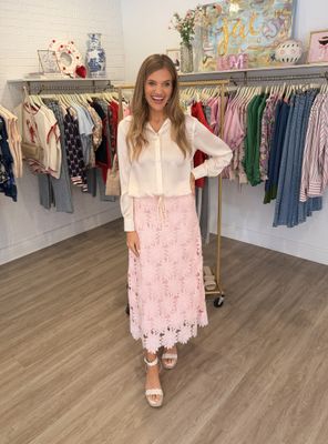 Juliette Floral Lace Midi Skirt