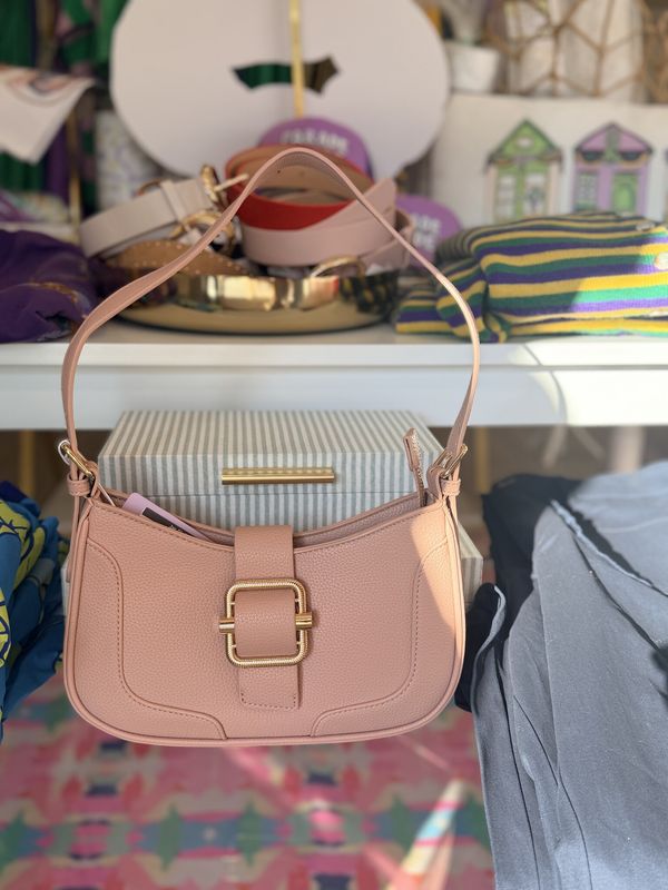 Madelyn Textured Buckle Shoulder Bag