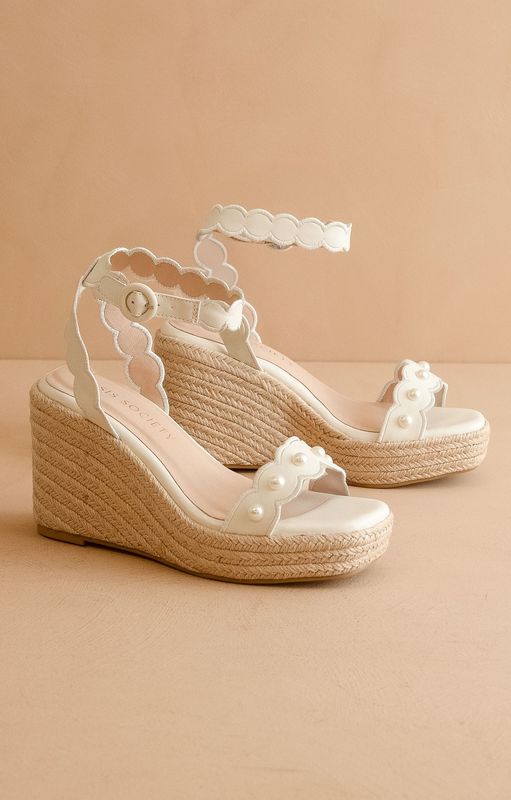 Catalina Scalloped Pearl Espadrille Wedge