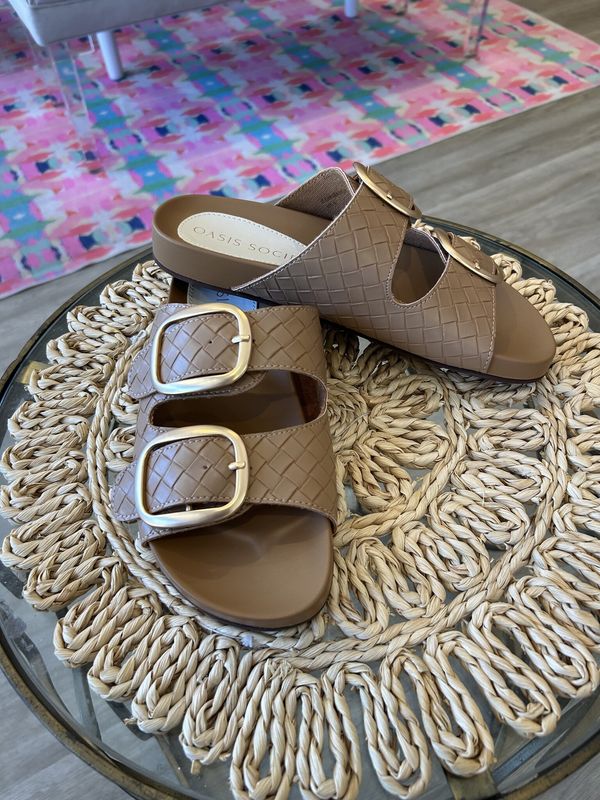 The Desiree Almond Woven Slide