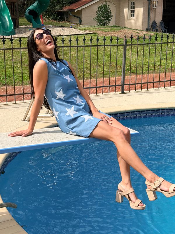 Belle Cher Seeing Starts Denim Dress