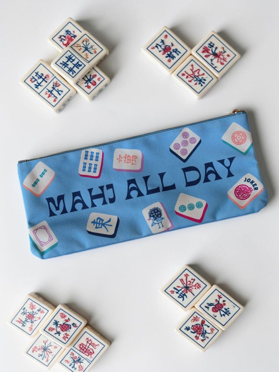 Mahjong Zipper Canvas Tile Bag