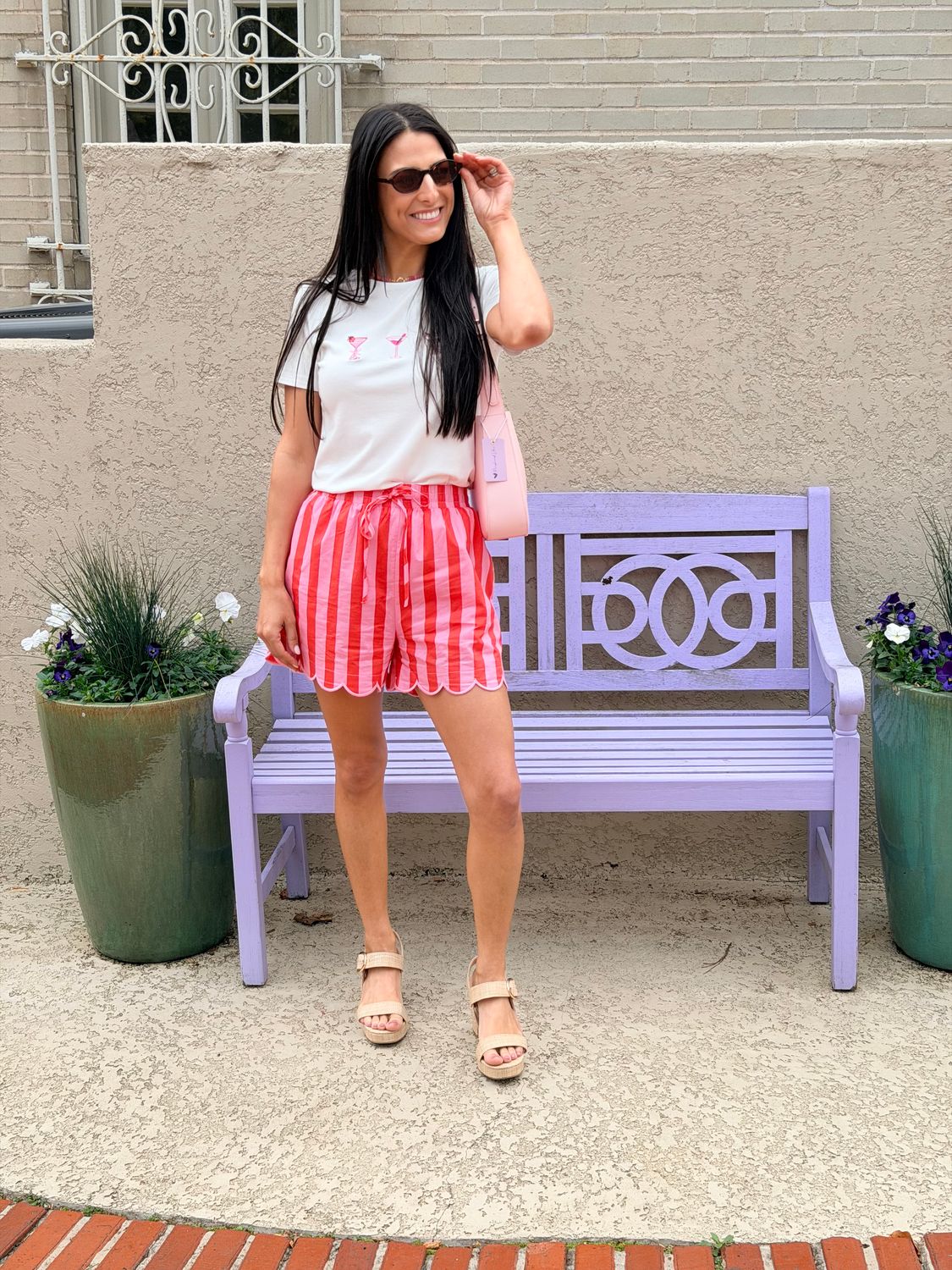 Sunset Stripe Scalloped Shorts