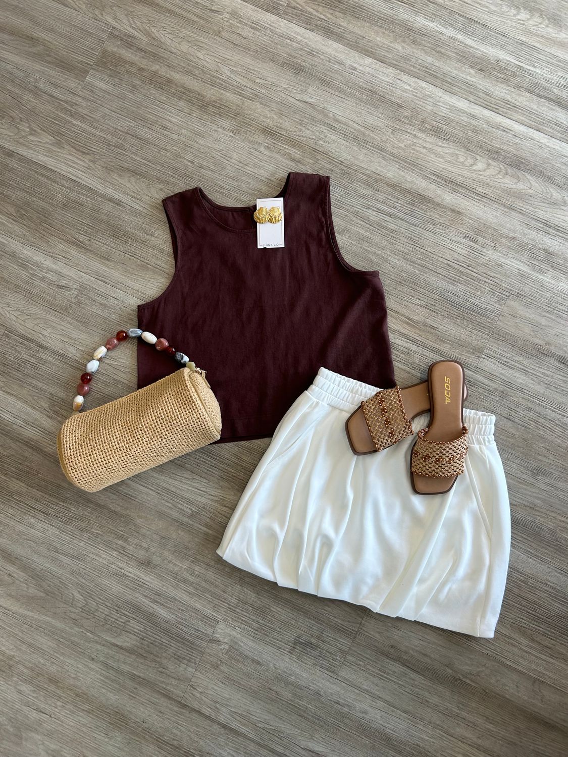 Z Supply Sloane Linen Chocolate Cherry Top