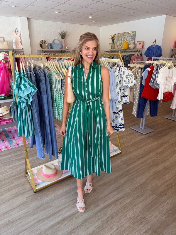 Country Club Striped Midi Dress