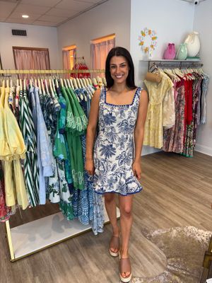 Zimena Square Neck Jacquard Dress