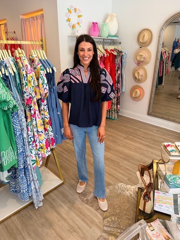 Mason Puff Sleeve Embroidered Top