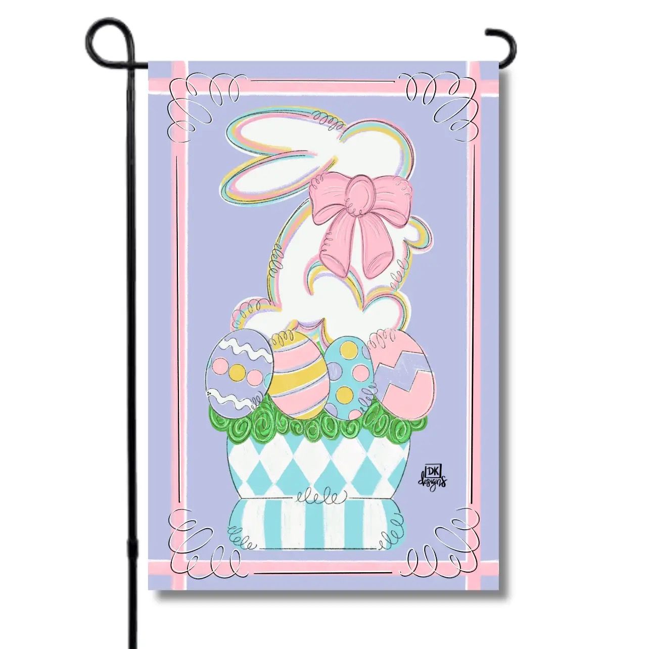 DK White Bunny Garden Flag