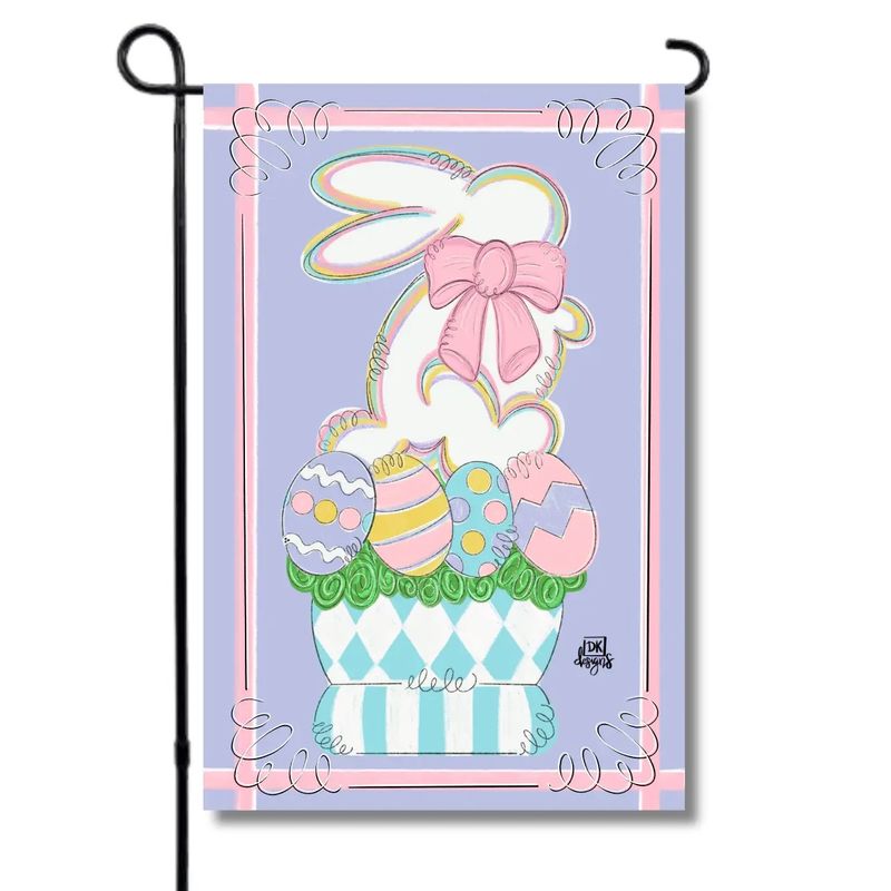 DK White Bunny Garden Flag