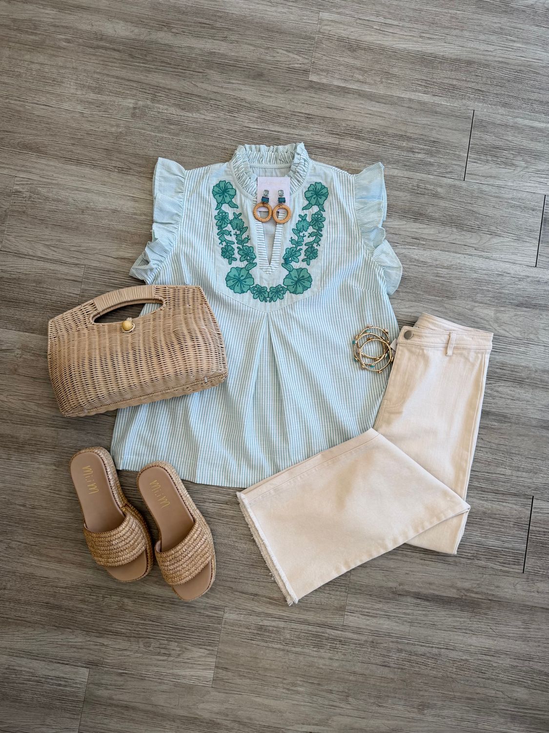 Of Course Embroidered Ruffle Top